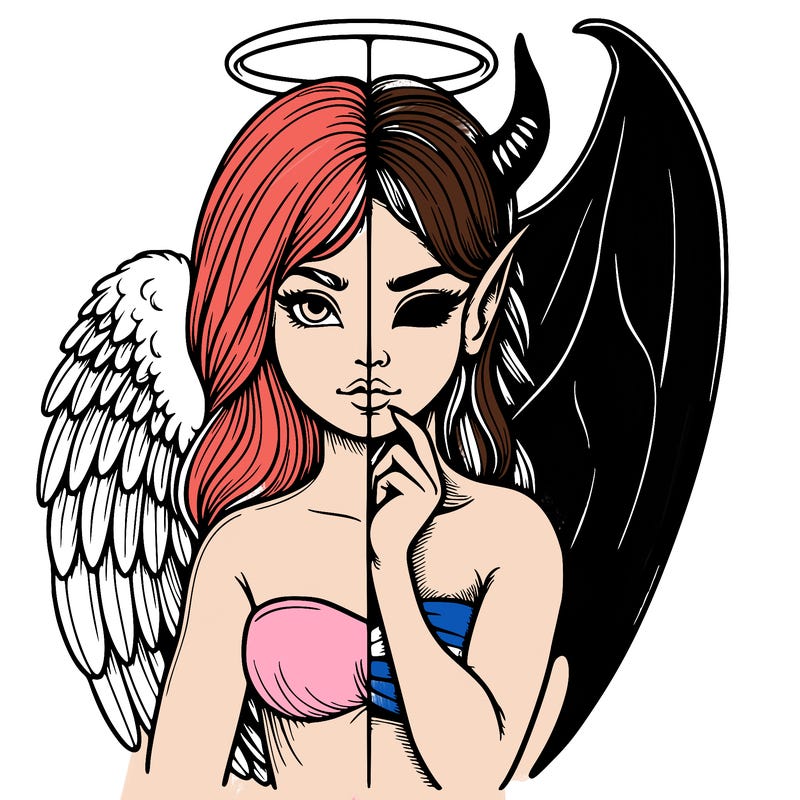 realistic angel half demon