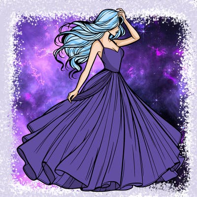 realistic woman with dress flowing in the wind