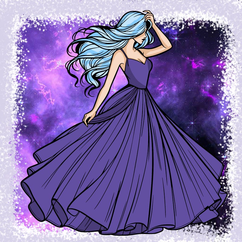 realistic woman with dress flowing in the wind