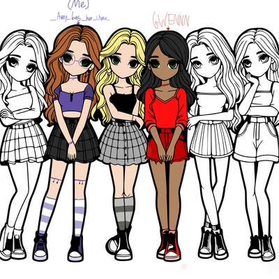 a group of girls realistic