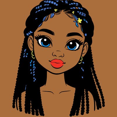 a realistic black girl with braids