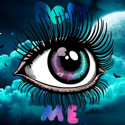 realistic eyeball with long lashes