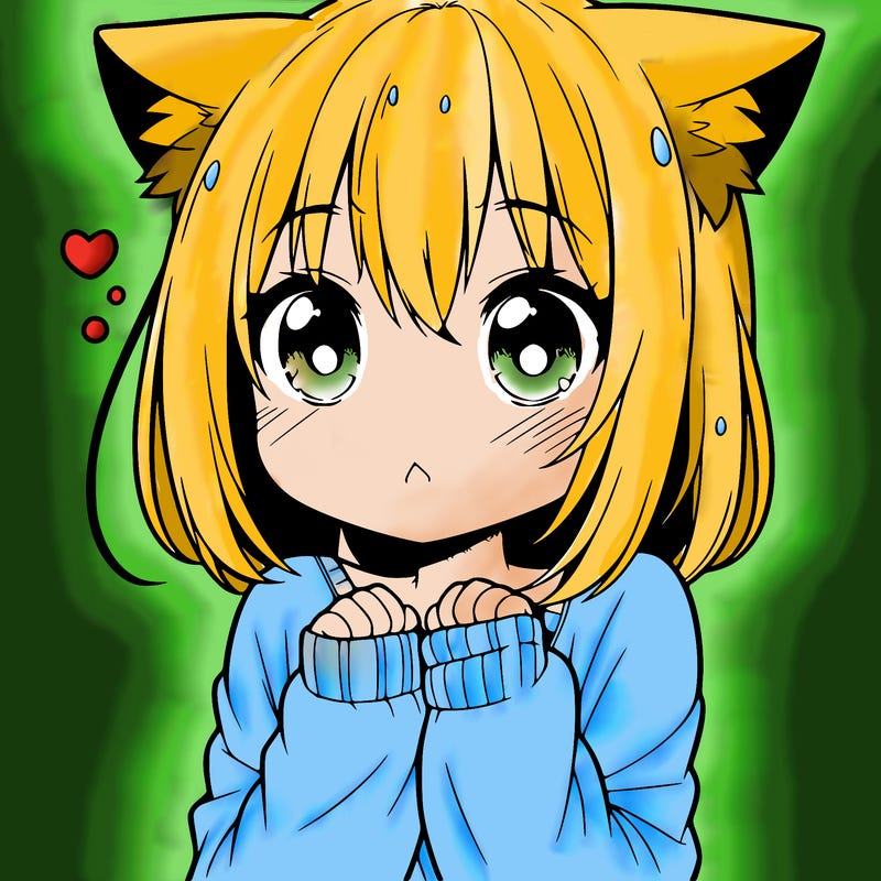 shy anime catgirl