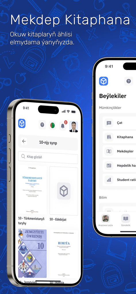 eMekdep App digitale Bibliotheks-Oberfläche mit turkmenischen Schulbüchern