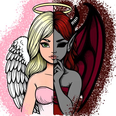 realistic angel half demon