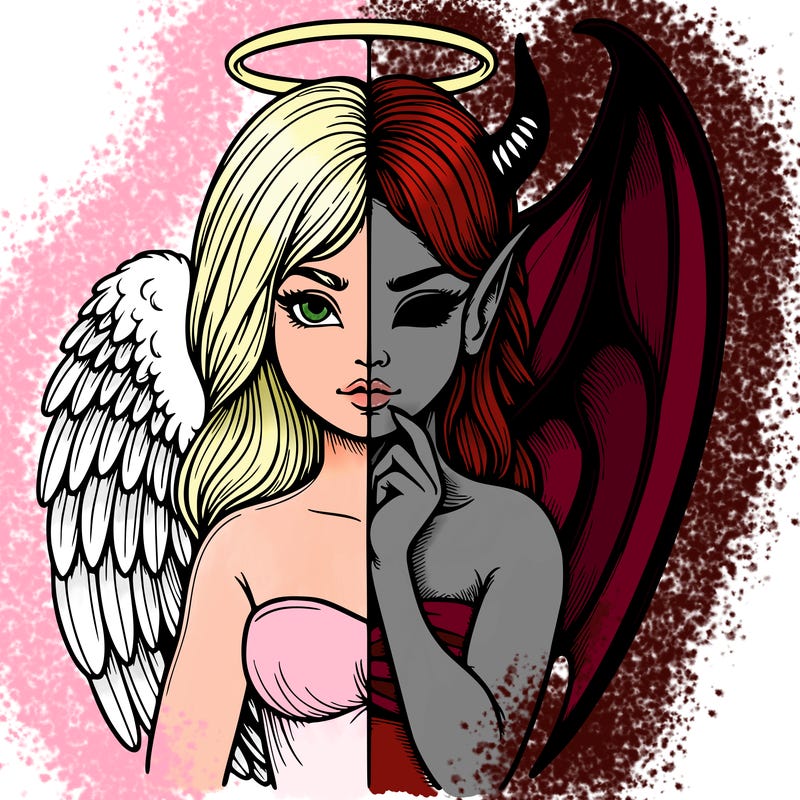 realistic angel half demon