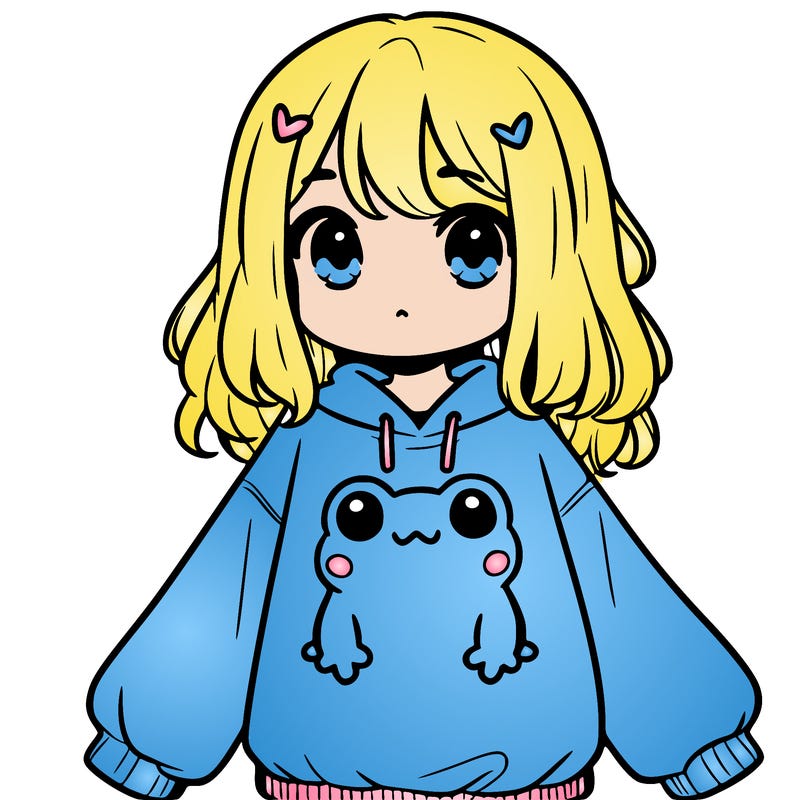 girl wearing frogging sweatshirt