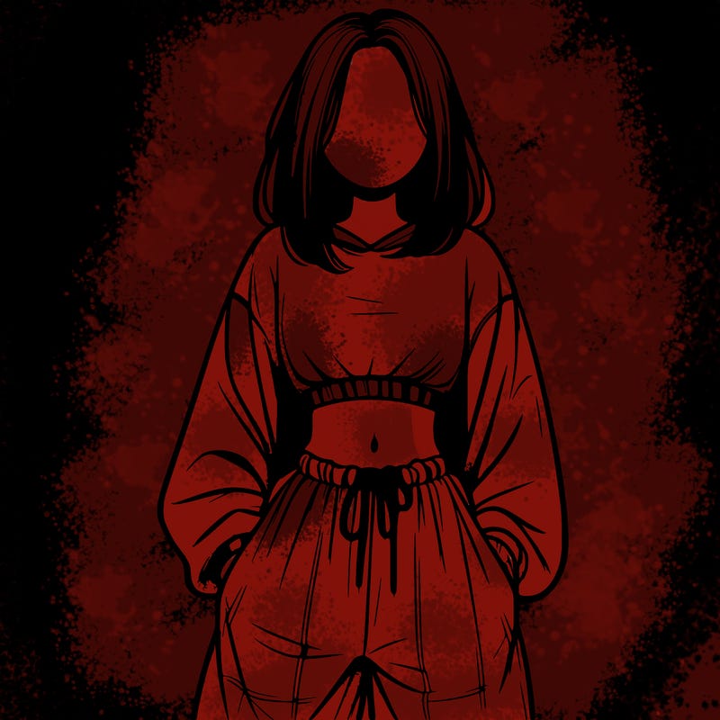 realistic girl faceless with baggy pants and a crop top