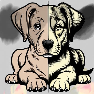 realistic dog split picture