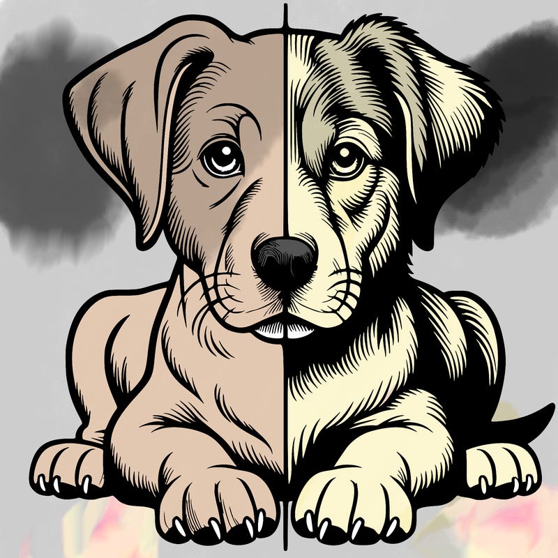 realistic dog split picture