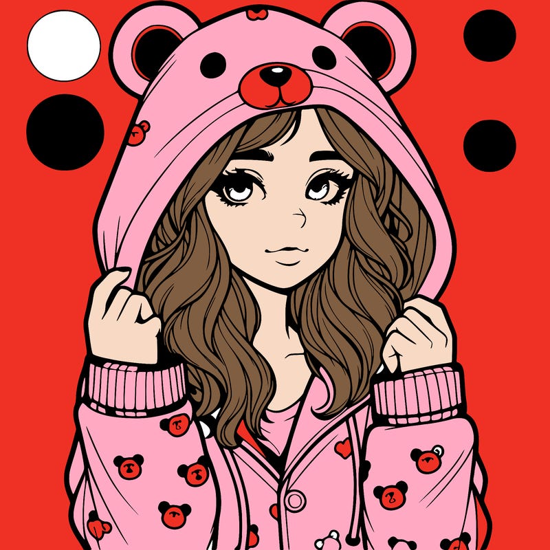 realistic girl in a animal pjs hoodie