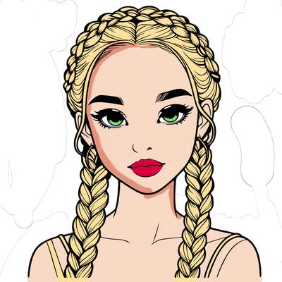 realistic girl with braids