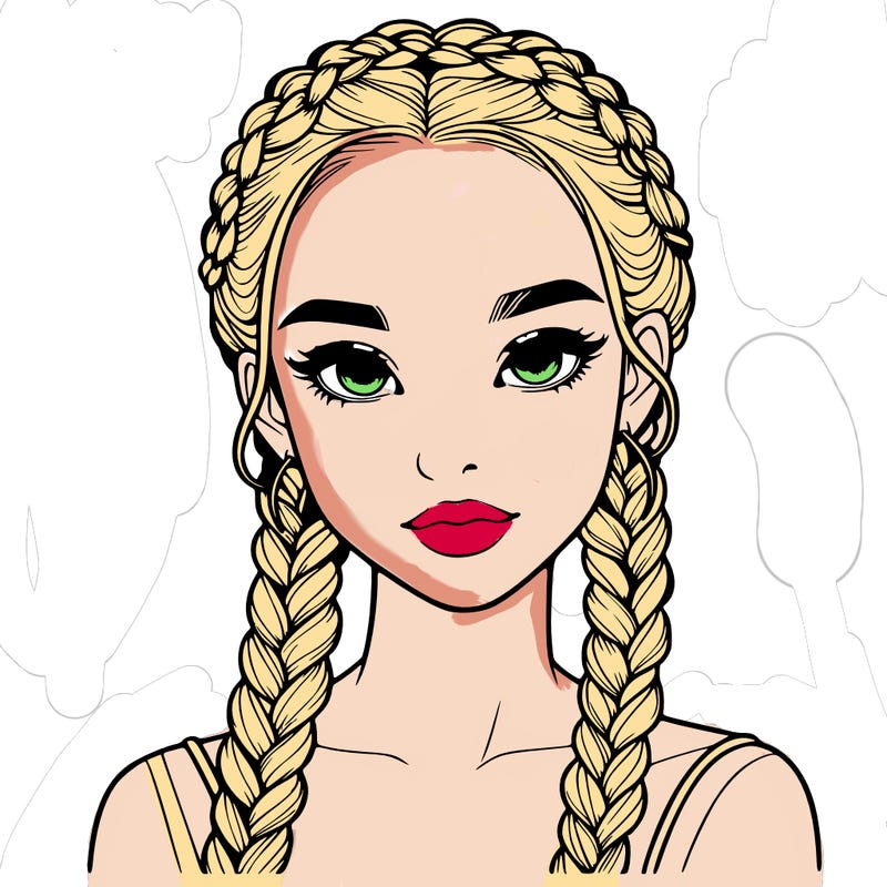 realistic girl with braids