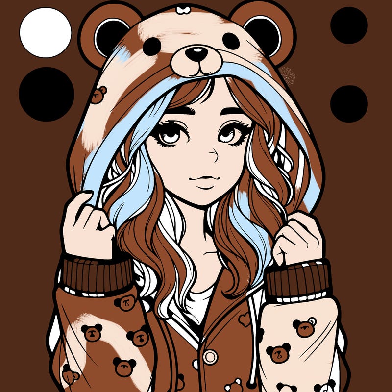 realistic girl in a animal pjs hoodie