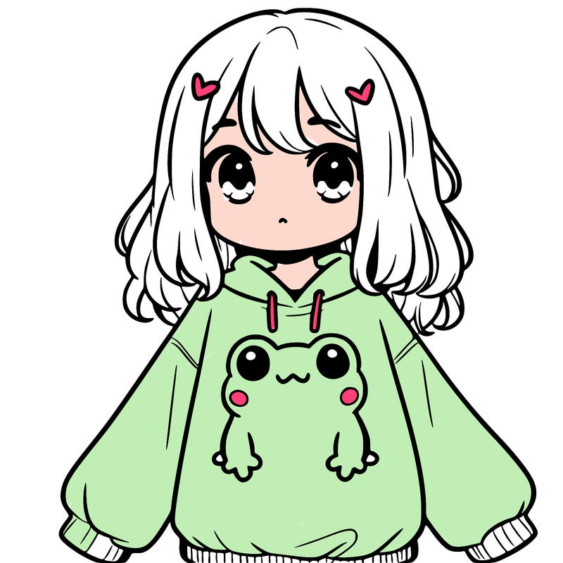 girl wearing frogging sweatshirt