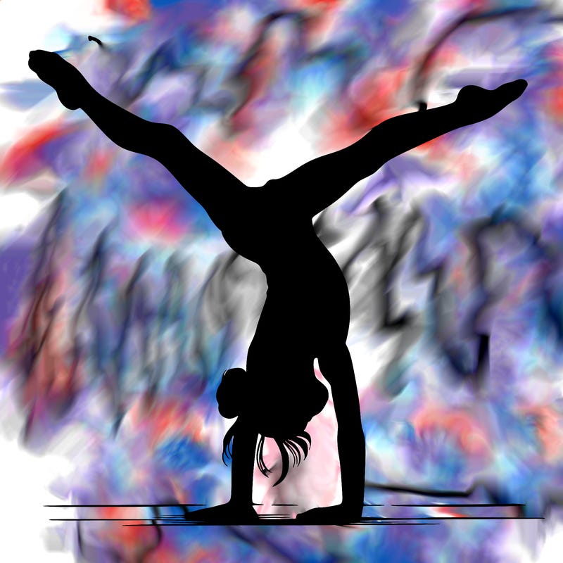 realistic gymnastic hand stand girl in four splits