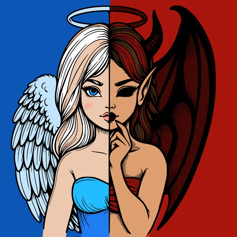 realistic angel half demon