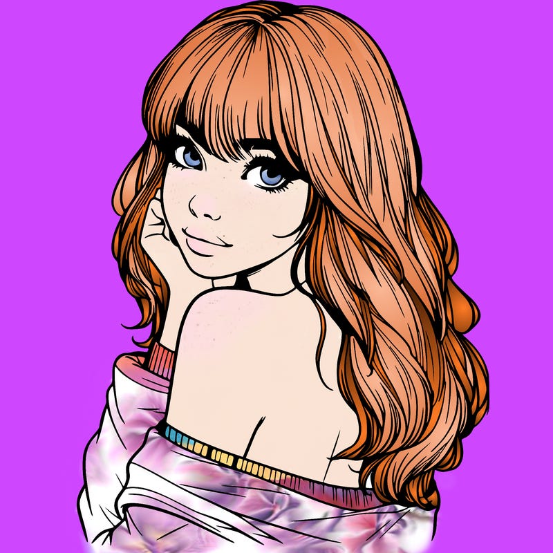 realistic girl with bangs looking over her shoulder