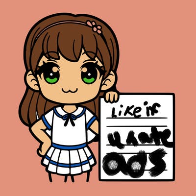 a girl with a blank sine