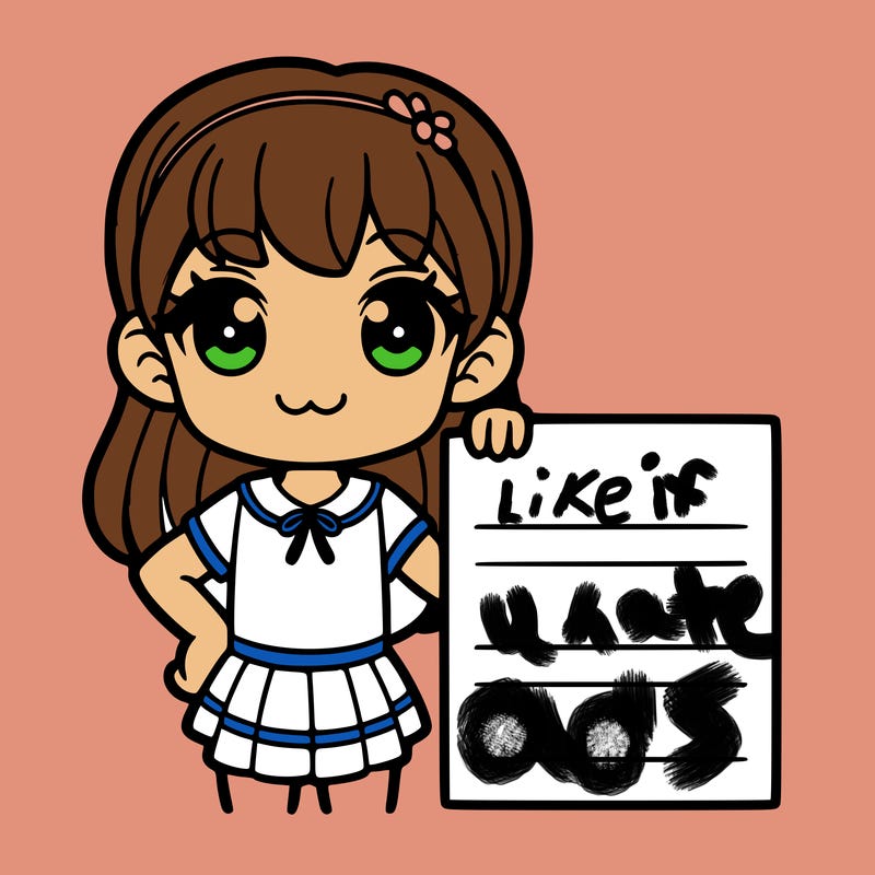 a girl with a blank sine