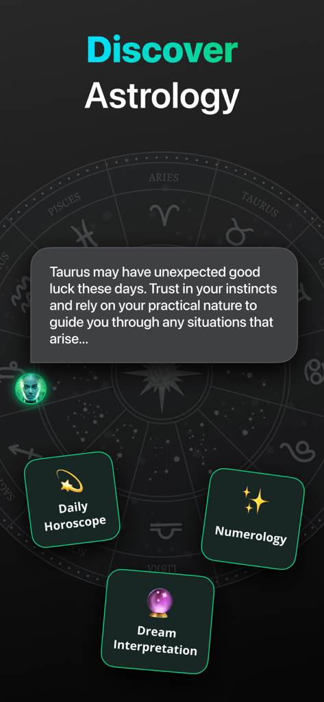 Lisa Chat AI interface showing daily horoscope and numerology features