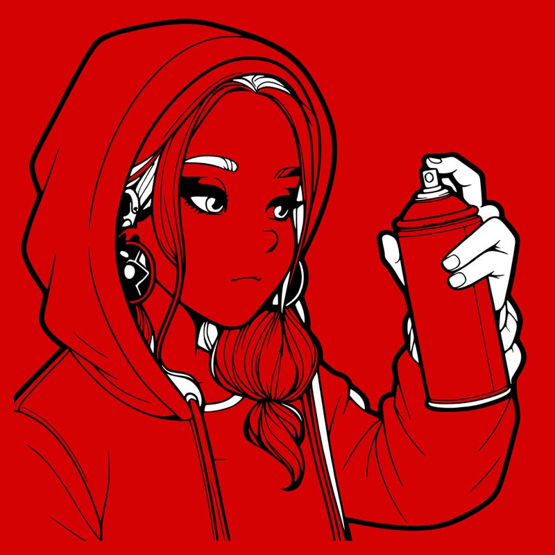 a realistic girl, spray painting