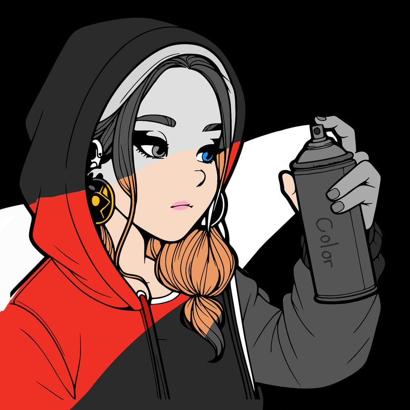 a realistic girl, spray painting