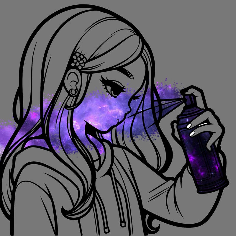 a realistic girl spray painting