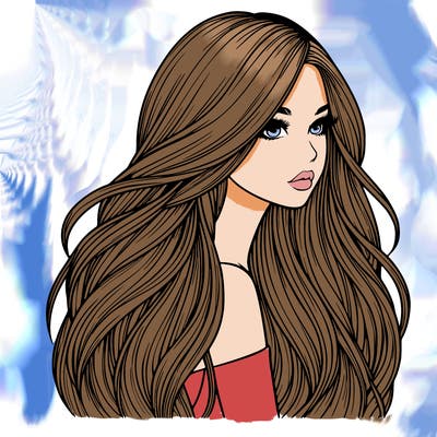 realistic girl with long realistic hair