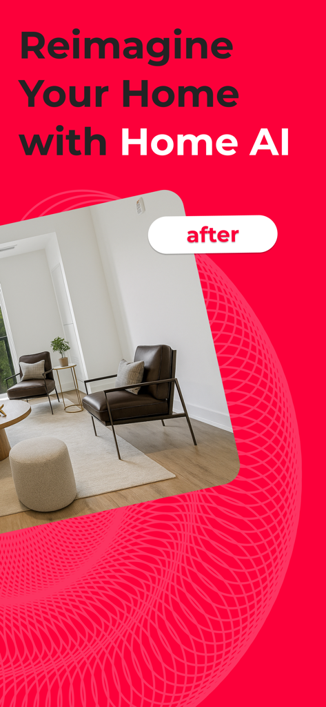 Rediseño de sala de estar minimalista moderna después de usar la aplicación Home AI