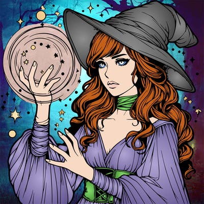 realistic women sorcerer using magic