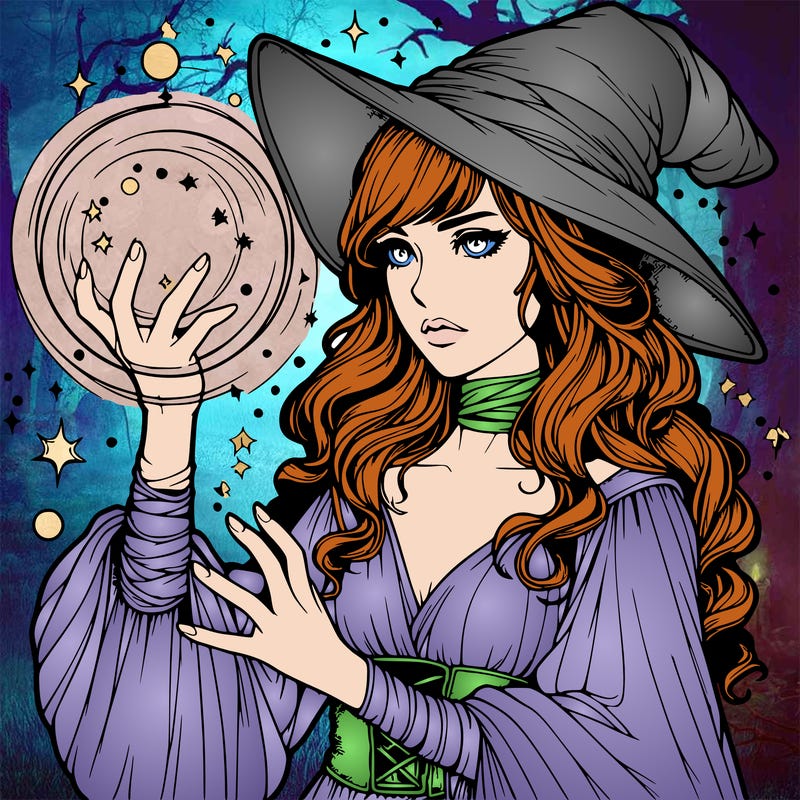 realistic women sorcerer using magic