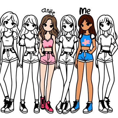 a group of girls wearing crop tops and shorts