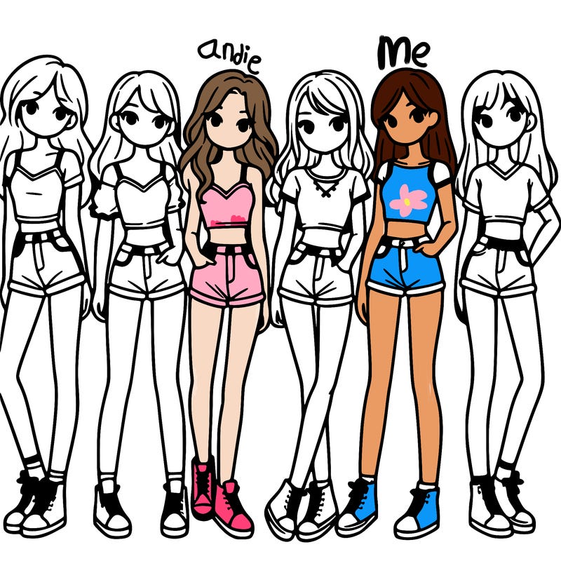 a group of girls wearing crop tops and shorts