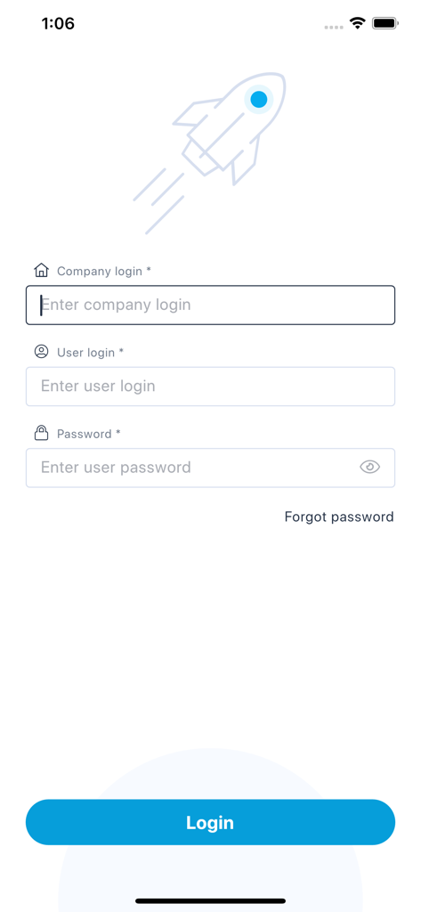 SimplyBook.me Admin-App Login-Bildschirm