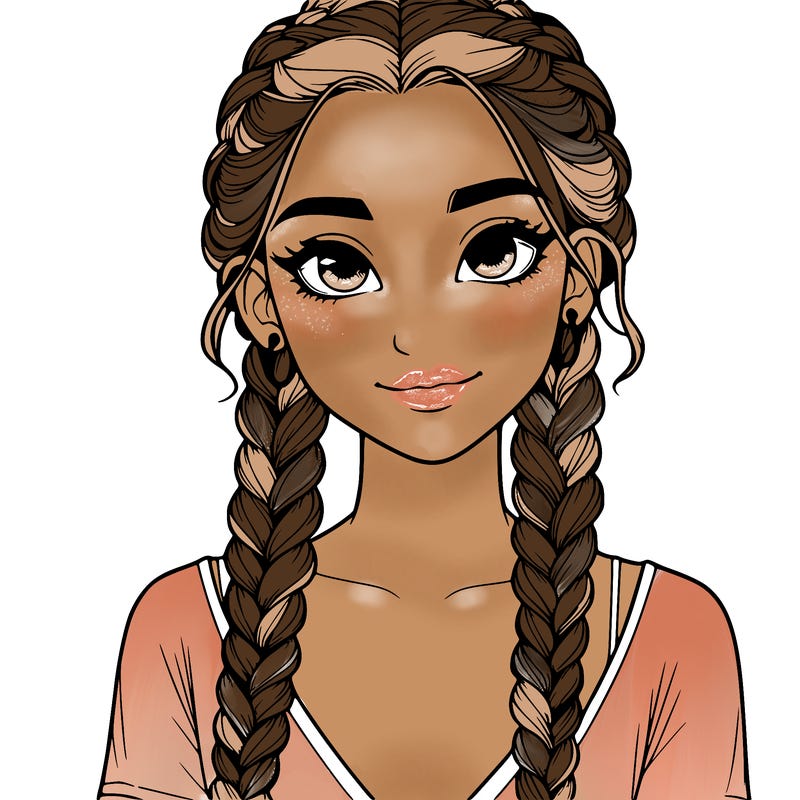 realistic girl with braids
