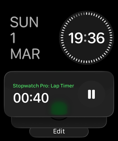 Complicación del cronómetro Stopwatch Max en Apple Watch