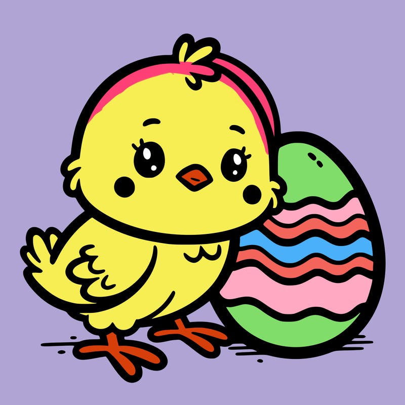 an easter chick with an easter egg