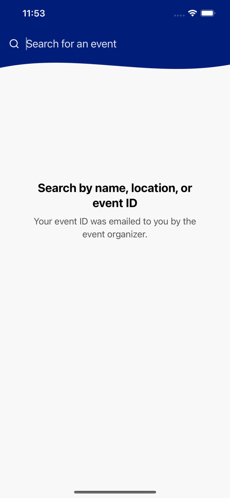 U.S. Bank Events - A search interface for finding internal corporate events by name location or event ID within the US Bank Events app