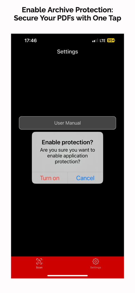 Enable application protection in Protocol O for secure PDF storage.