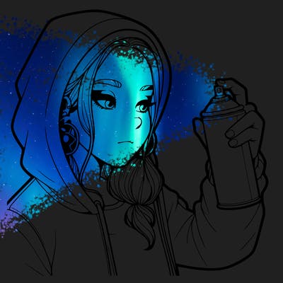 a realistic girl, spray painting