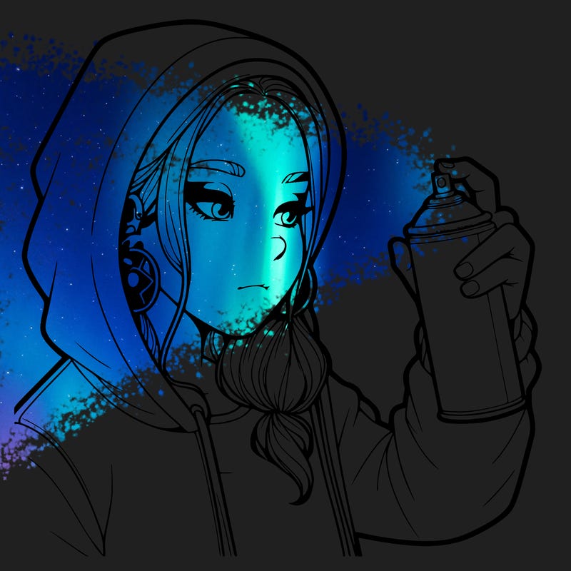 a realistic girl, spray painting