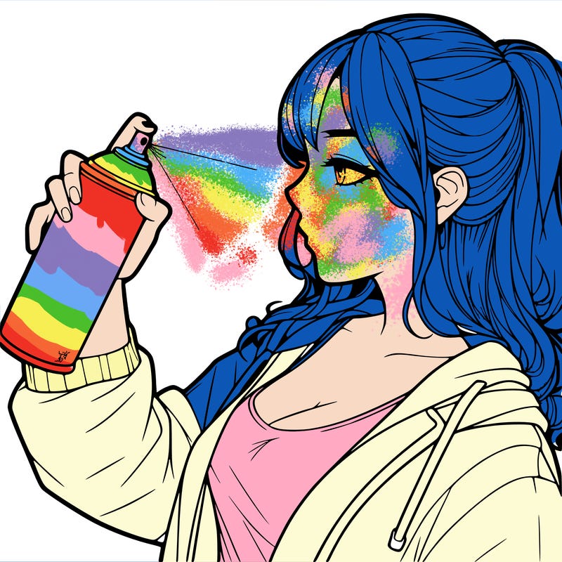 a realistic girl spray, painting