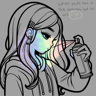 a realistic girl spray painting
