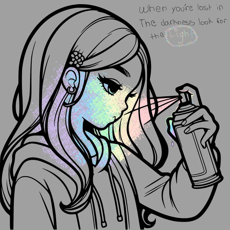 a realistic girl spray painting