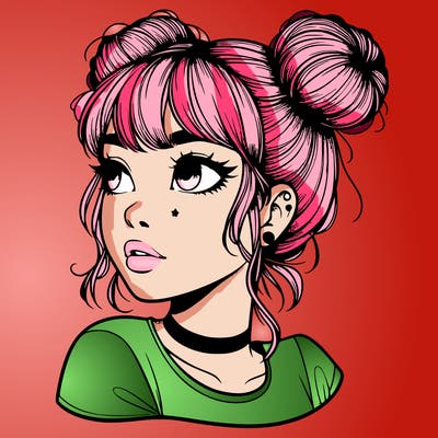 realistic girl with spacebuns