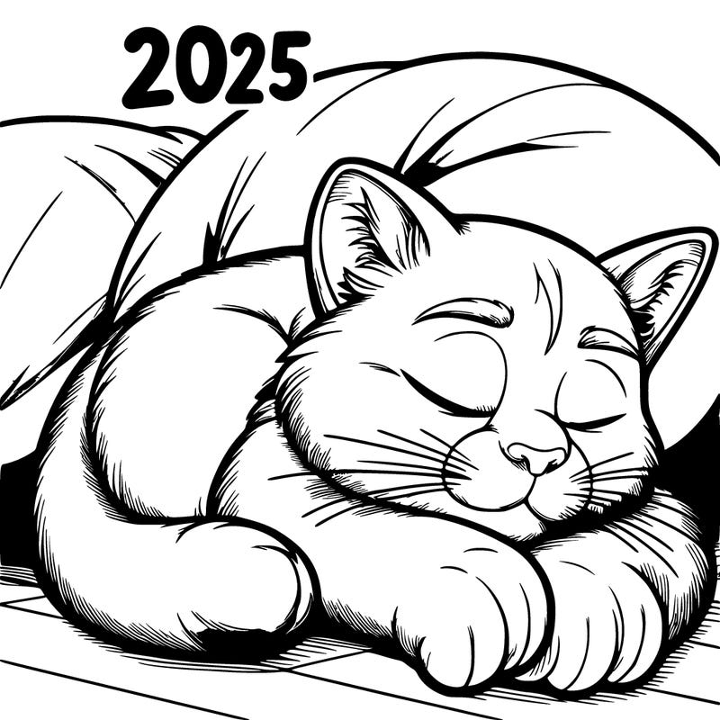 realistic cat sleeping on 2025