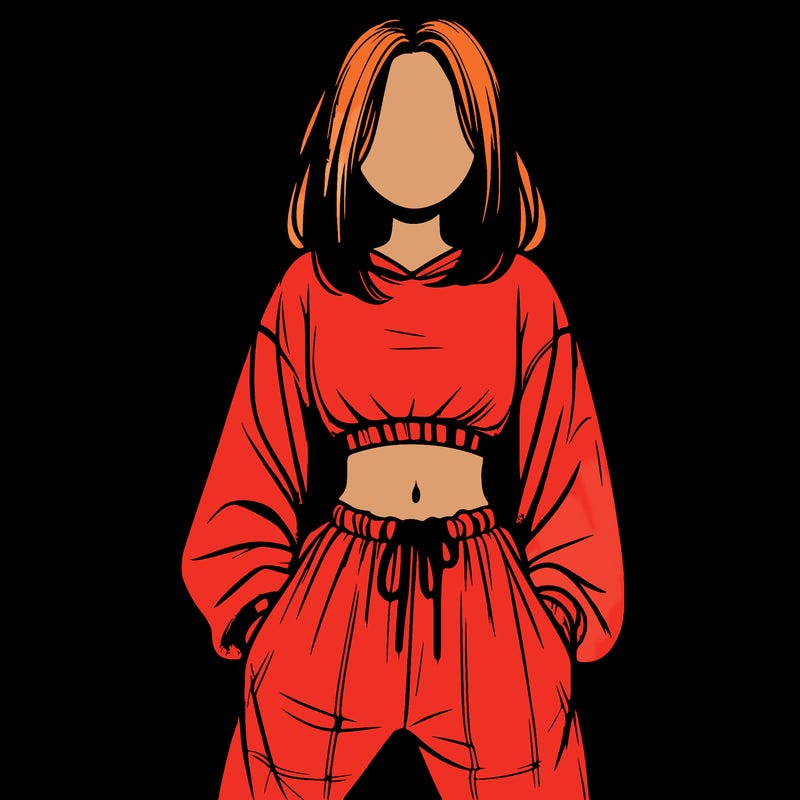 realistic girl faceless with baggy pants and a crop top