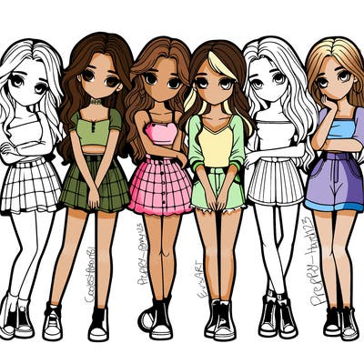 a group of girls realistic