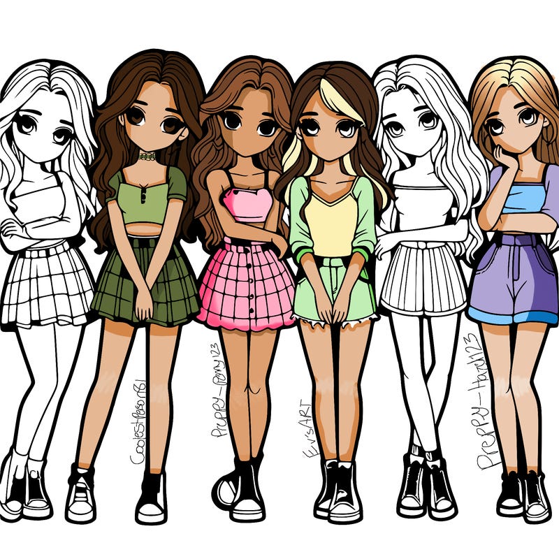 a group of girls realistic